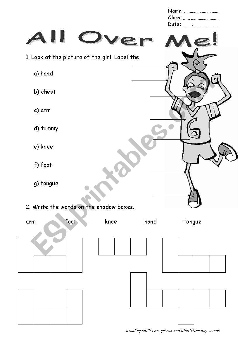 All Over Me! worksheet