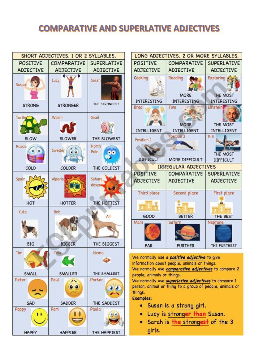 Comparatives and Superlatives worksheet