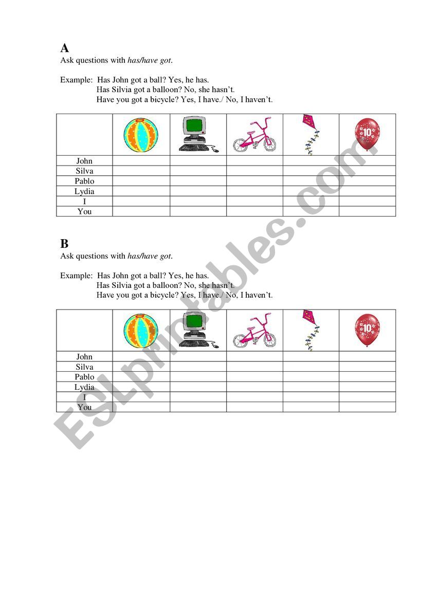 Sea battle Have got/Has got worksheet