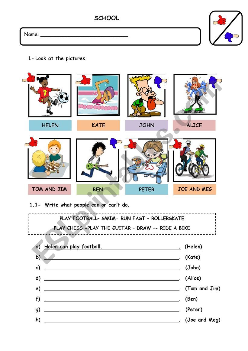 use of can and can�t modals worksheet