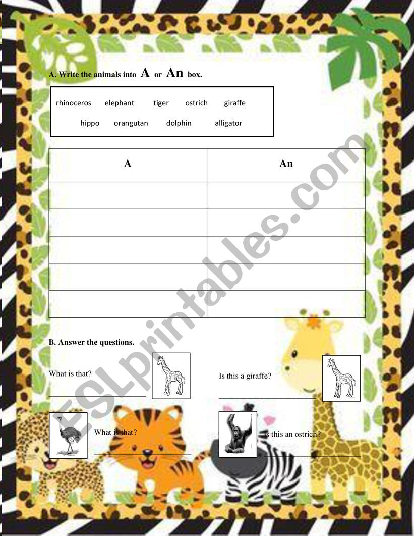 Animals worksheet