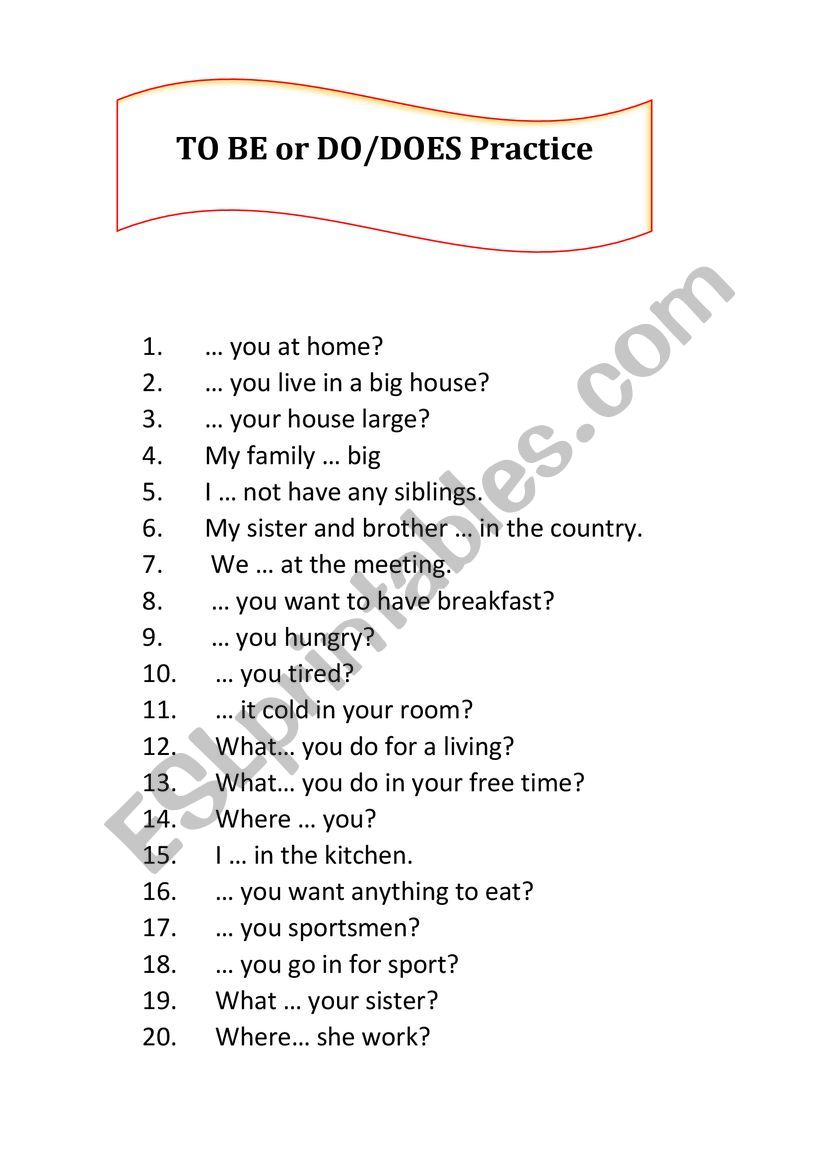 TO BE AND DO_DOES Practice worksheet