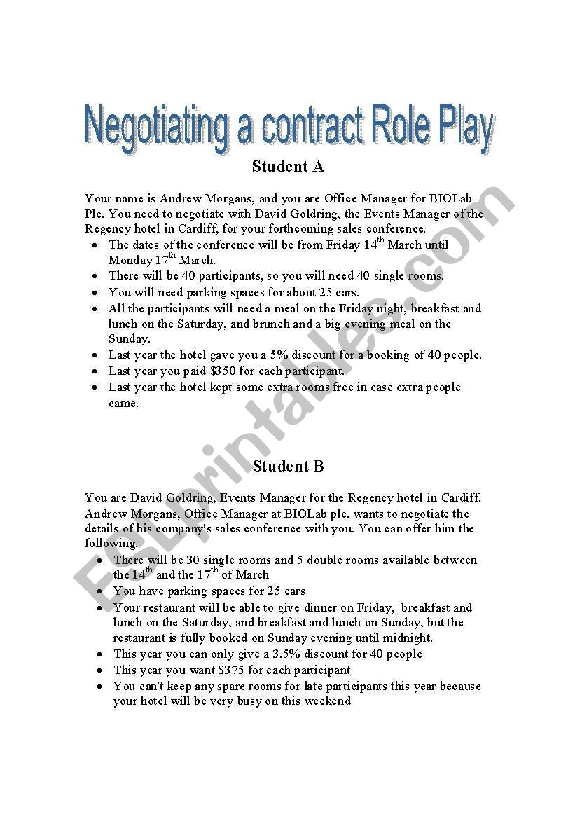 Negotiation worksheet