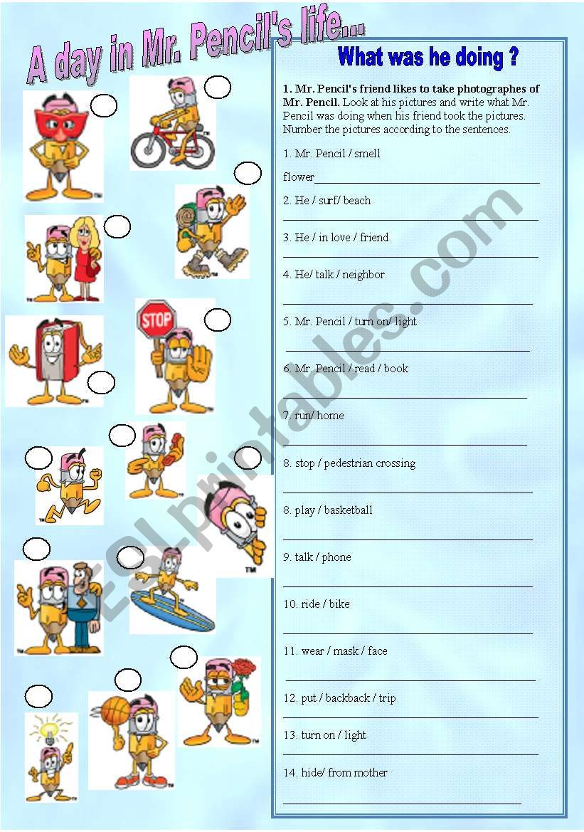 A day in Mr. Pencils life worksheet