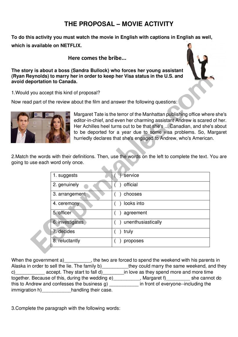 Movie activity_ The Proposal worksheet