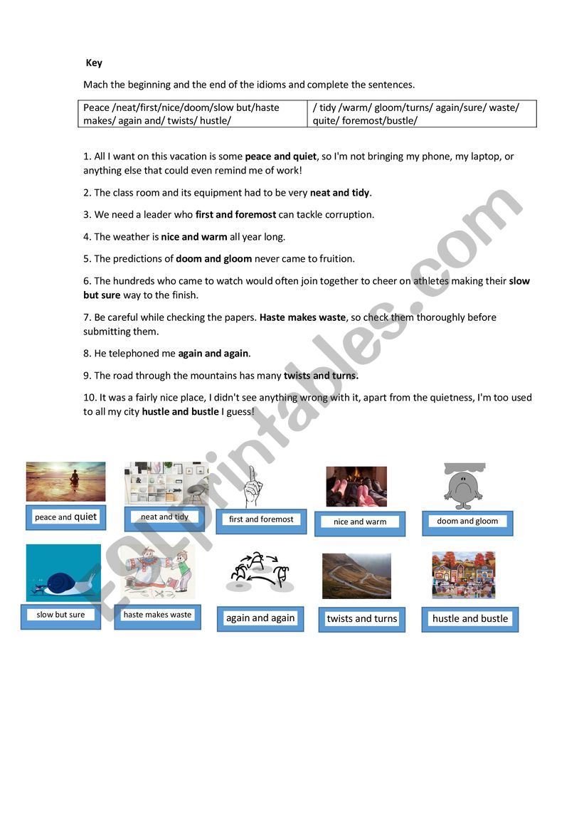idioms with pictures worksheet