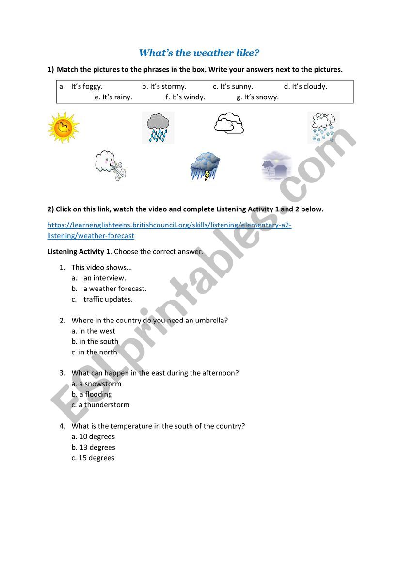 Weather worksheet