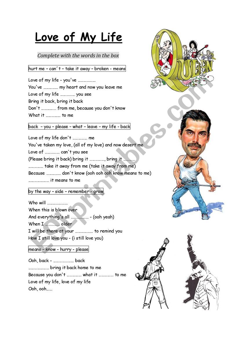 Love of My Life - Queen worksheet