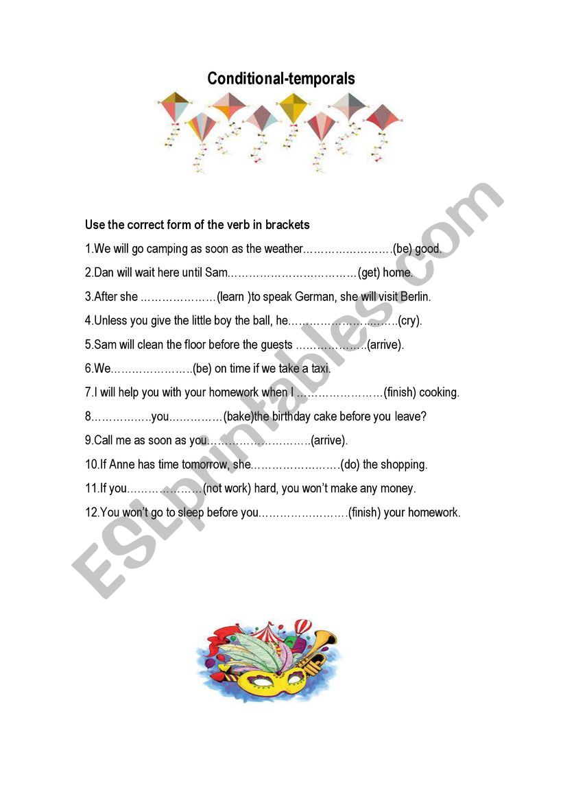 conditional 1 temporals worksheet