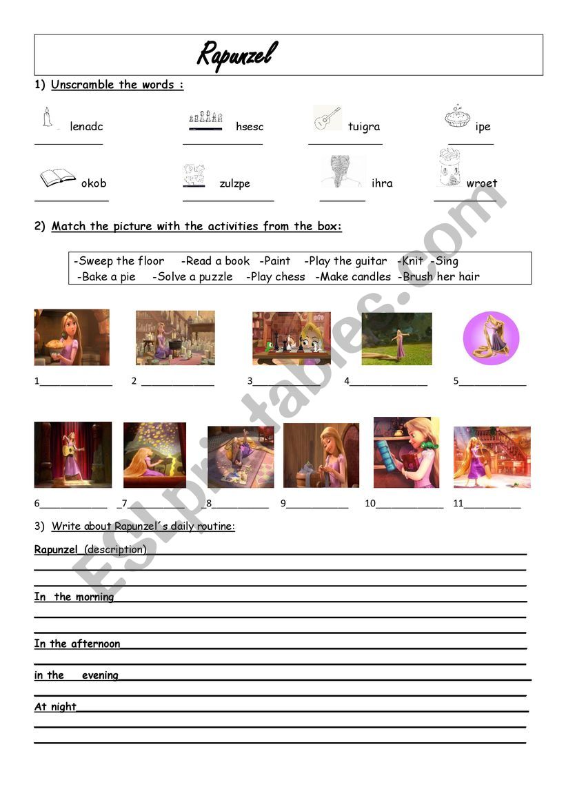 RapunzelÂ´s  Daily Routine worksheet