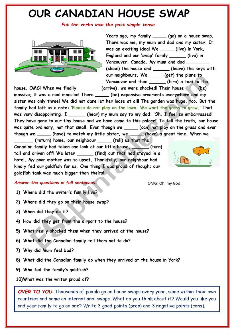 RC: Our Canadian House Swap worksheet
