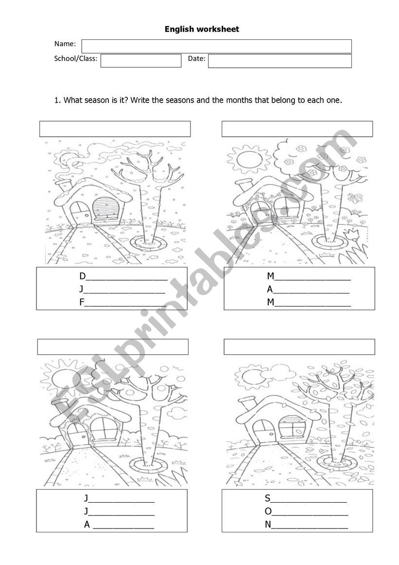 Seasons & Clothes worksheet