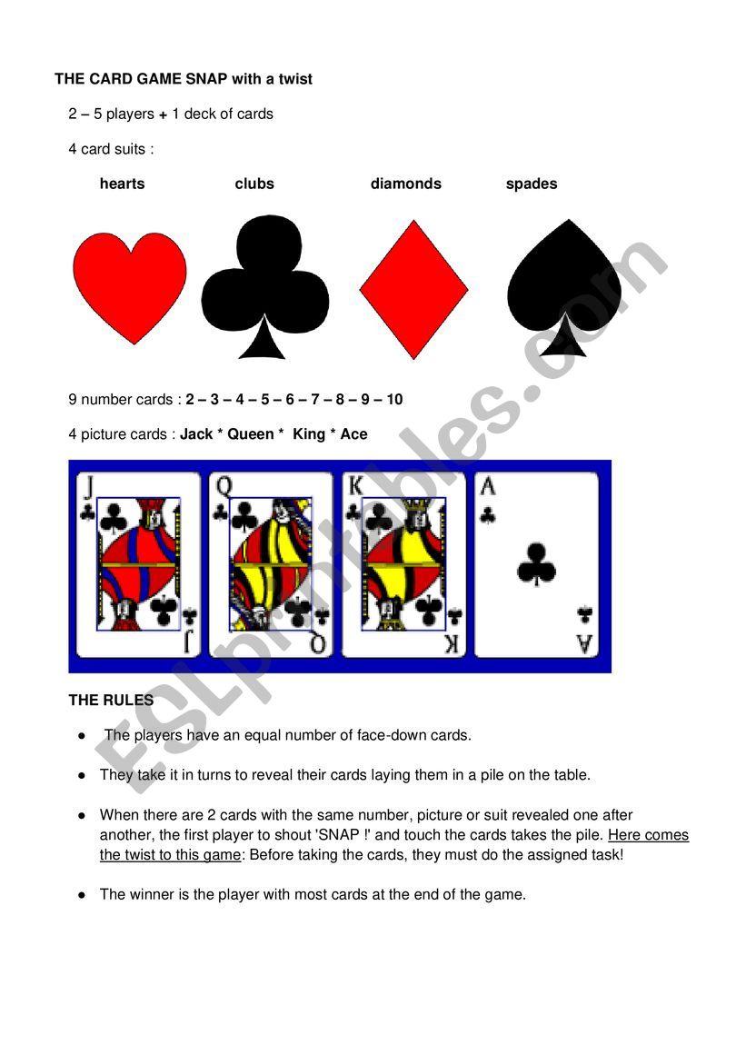 The card game SNAP! with a twist - for any level and almost any