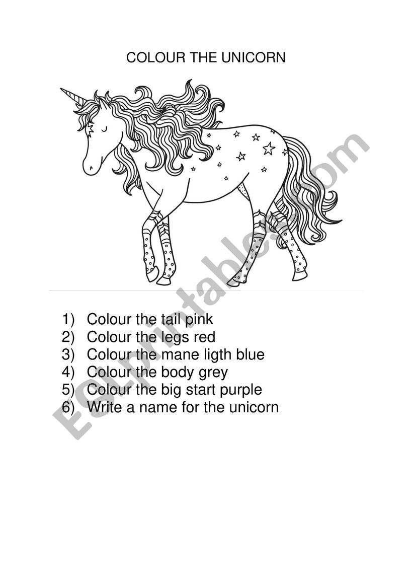 colour the unicorn worksheet