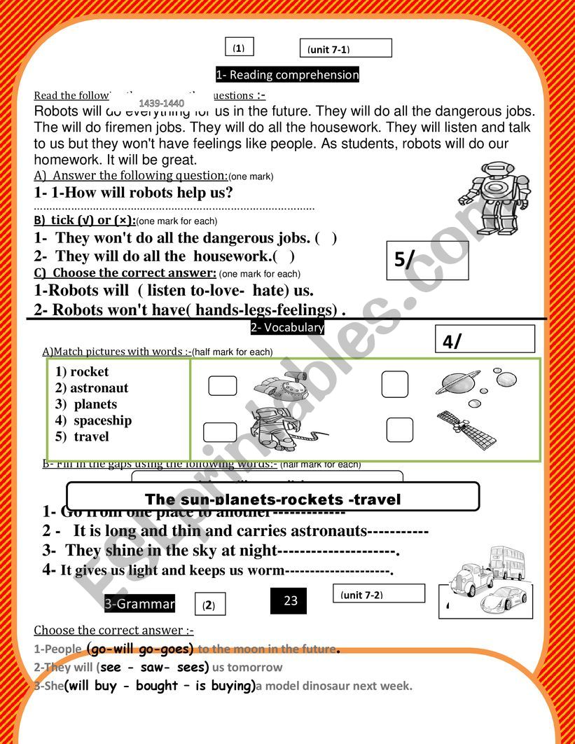 A summative test based on family and friends book 4 unit 7