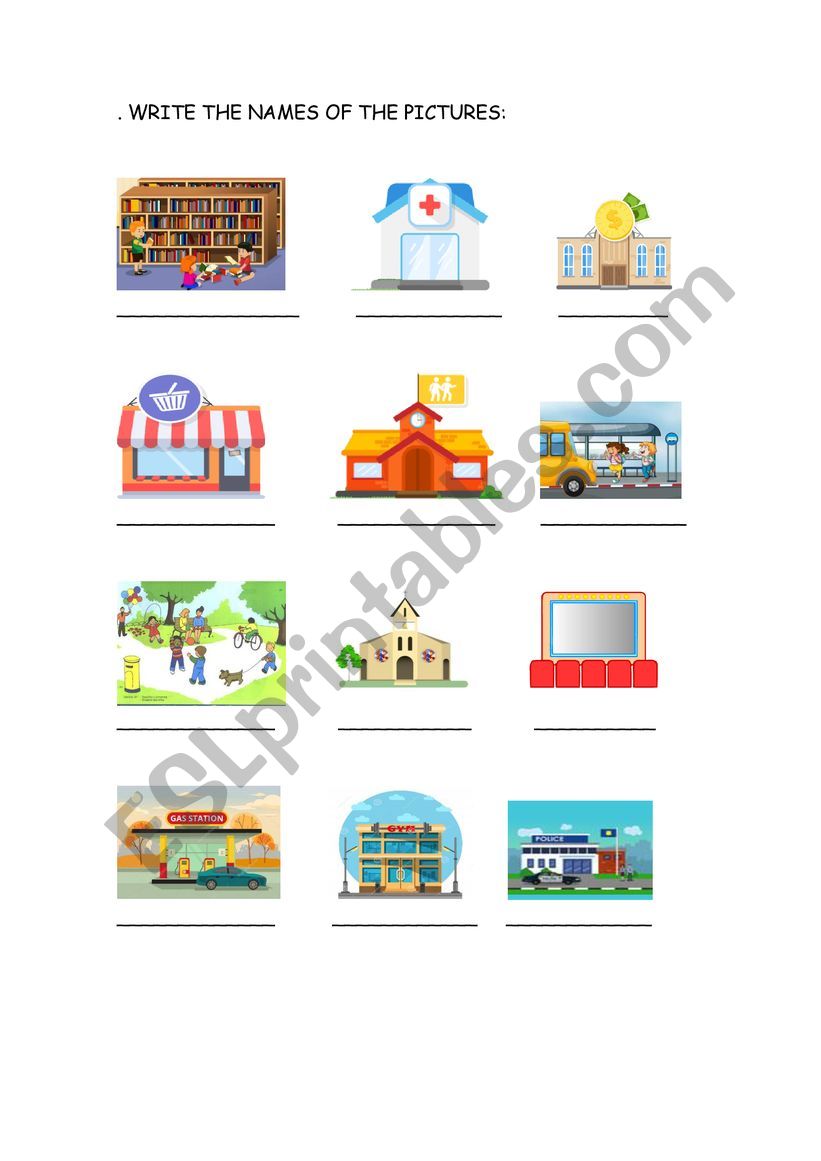 Places in town worksheet