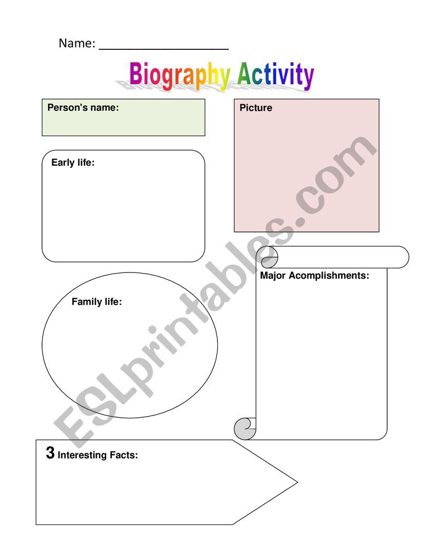 Biography Worksheet worksheet