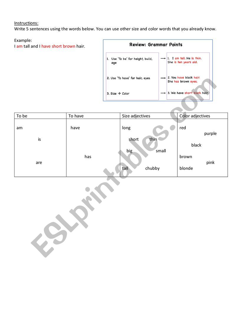 Present Continuous worksheet