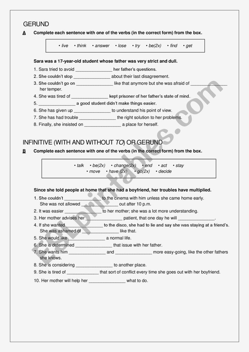 Gerund_Infinitive to worksheet