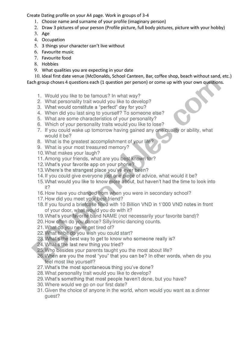 Dating game for High school studnets