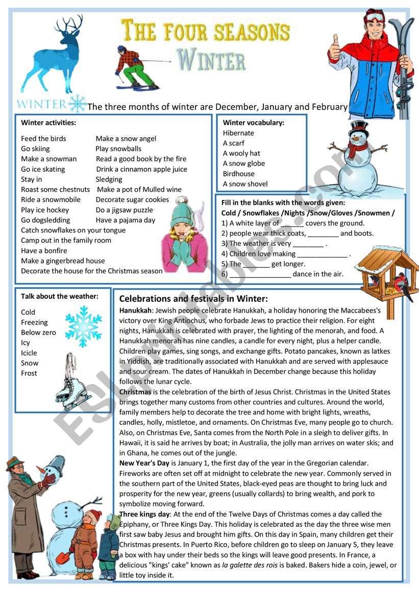 The four seasons : Winter  worksheet