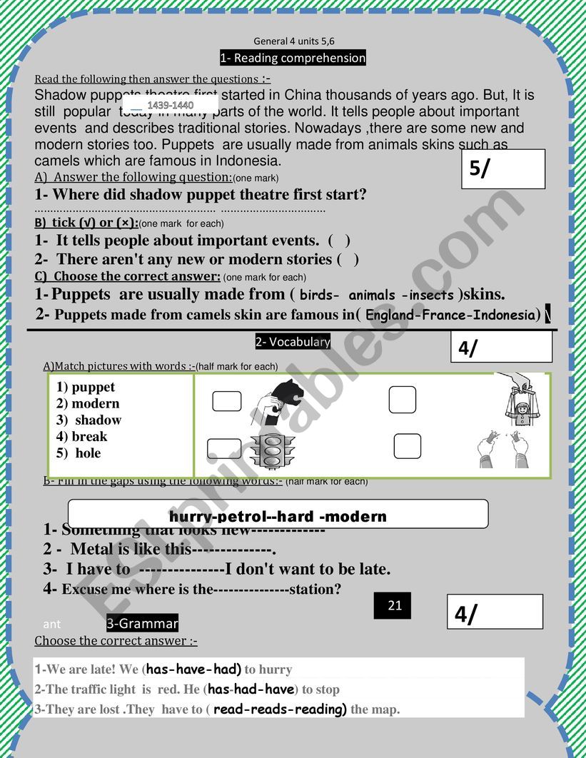 family and friends general tests units 6    test 2 book 4