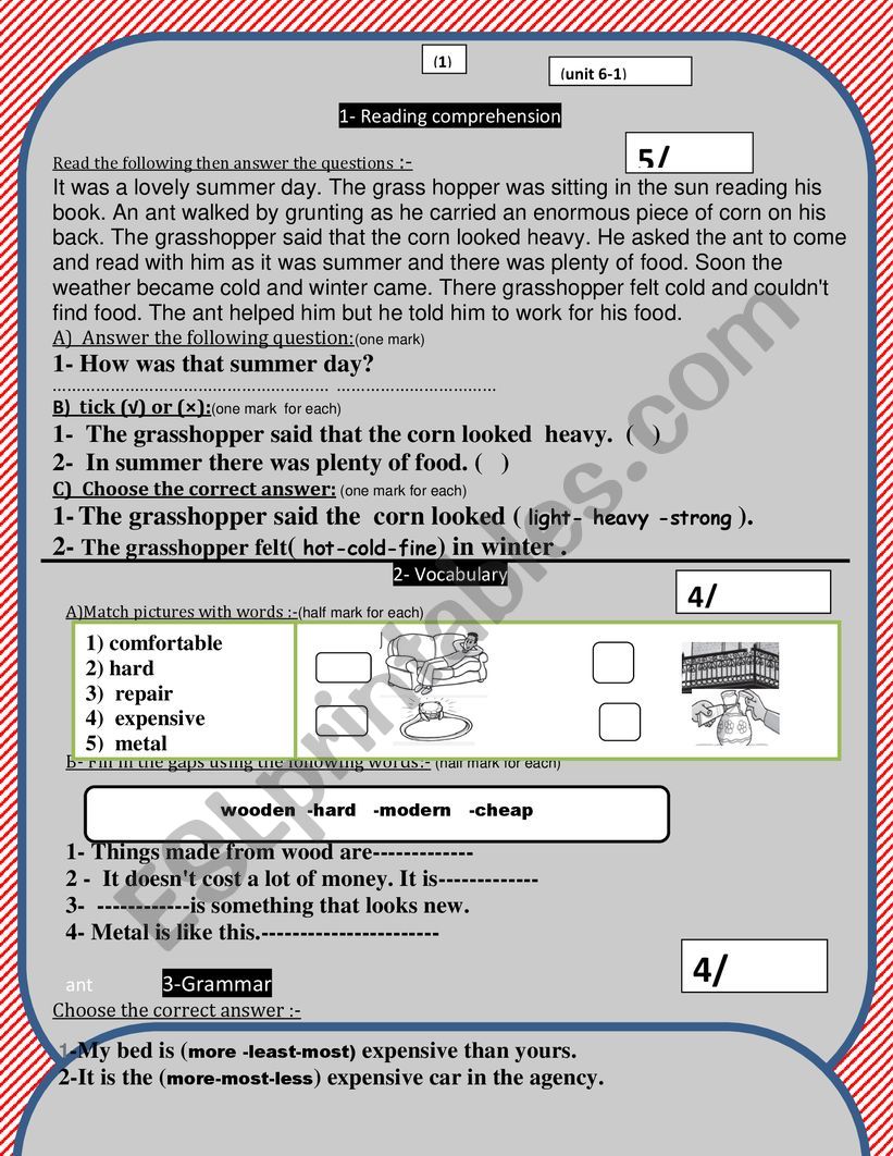 family and friends general tests units 6 test 3 book 4