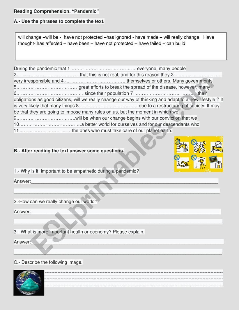 Pandemic worksheet