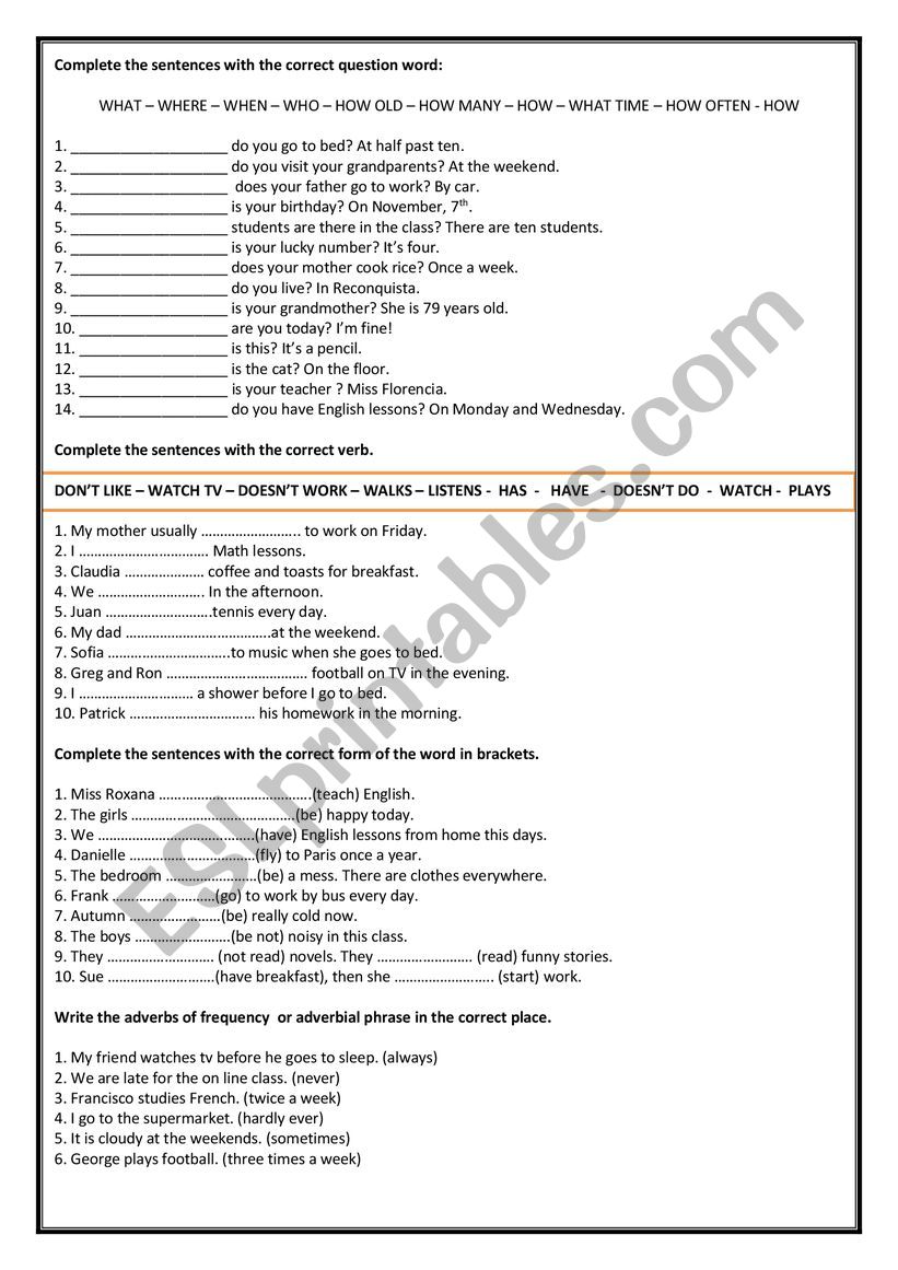 Simple Present Practice worksheet