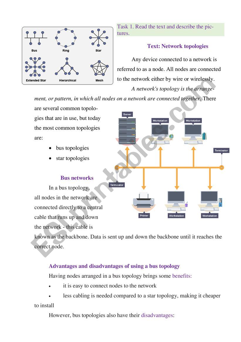 network topologies worksheet