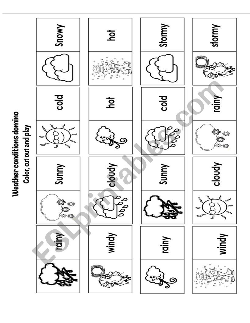 Weather conditions domino worksheet