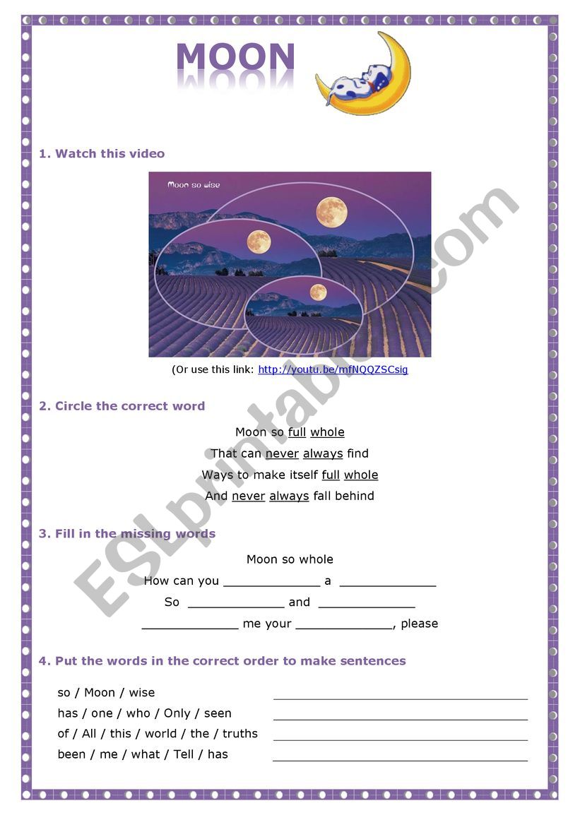 moon worksheet