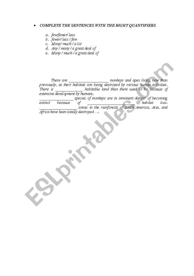 Quantifiers worksheet