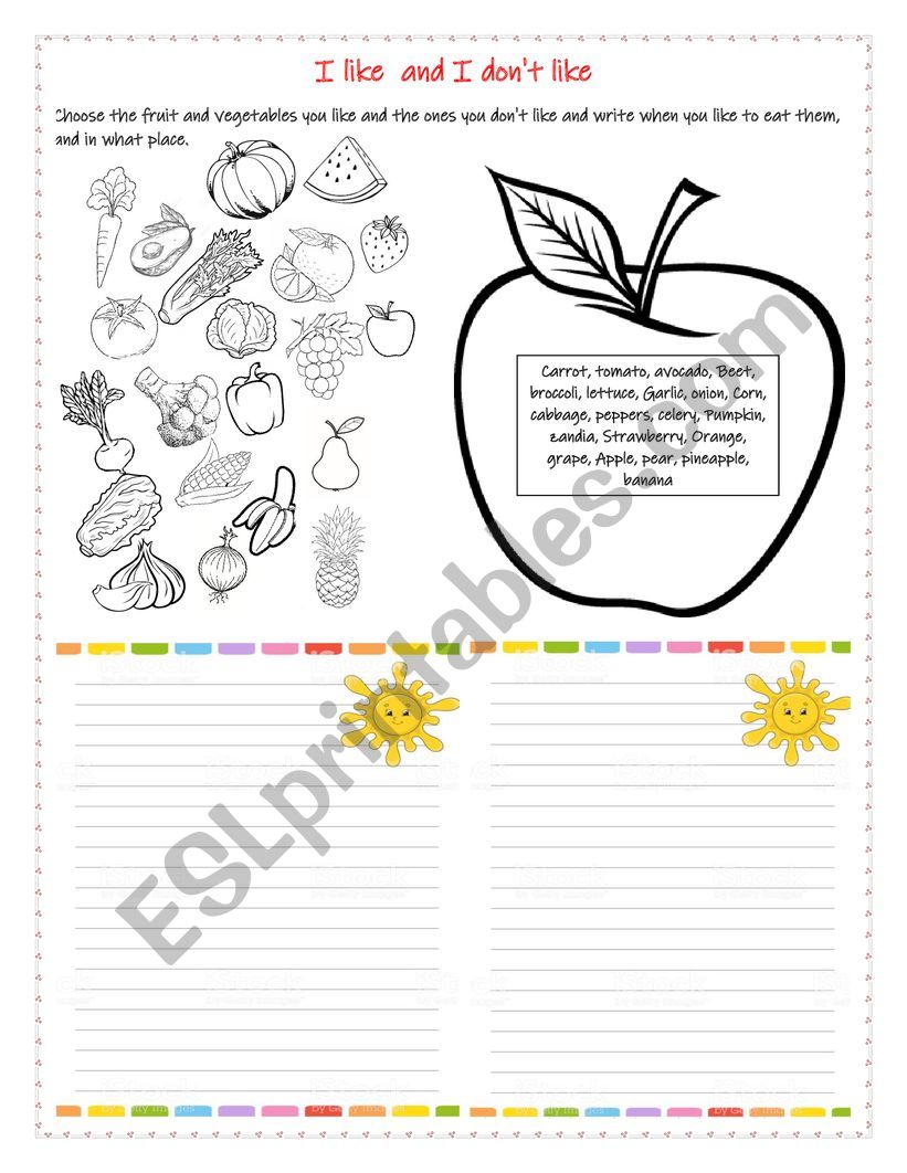i like and i do not like worksheet