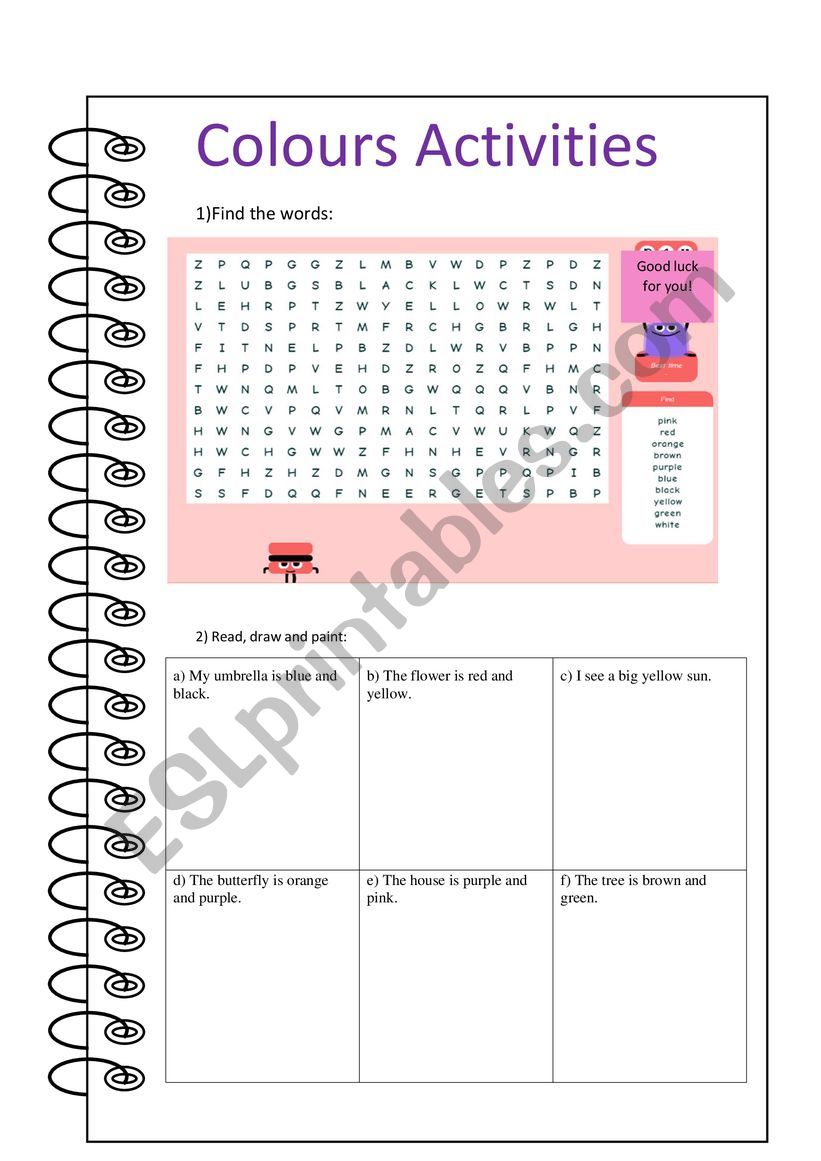 Color activities worksheet