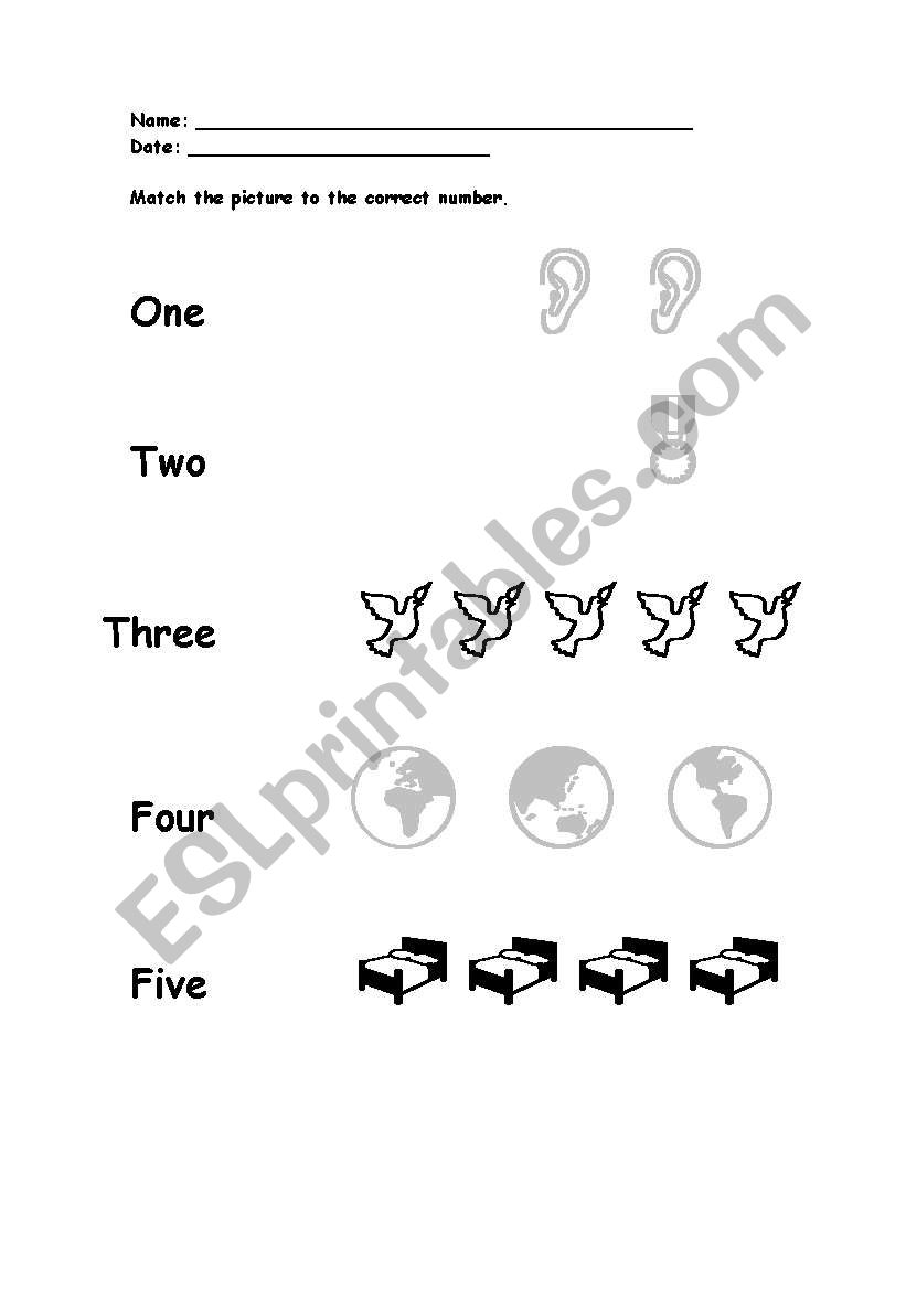 numbers worksheet