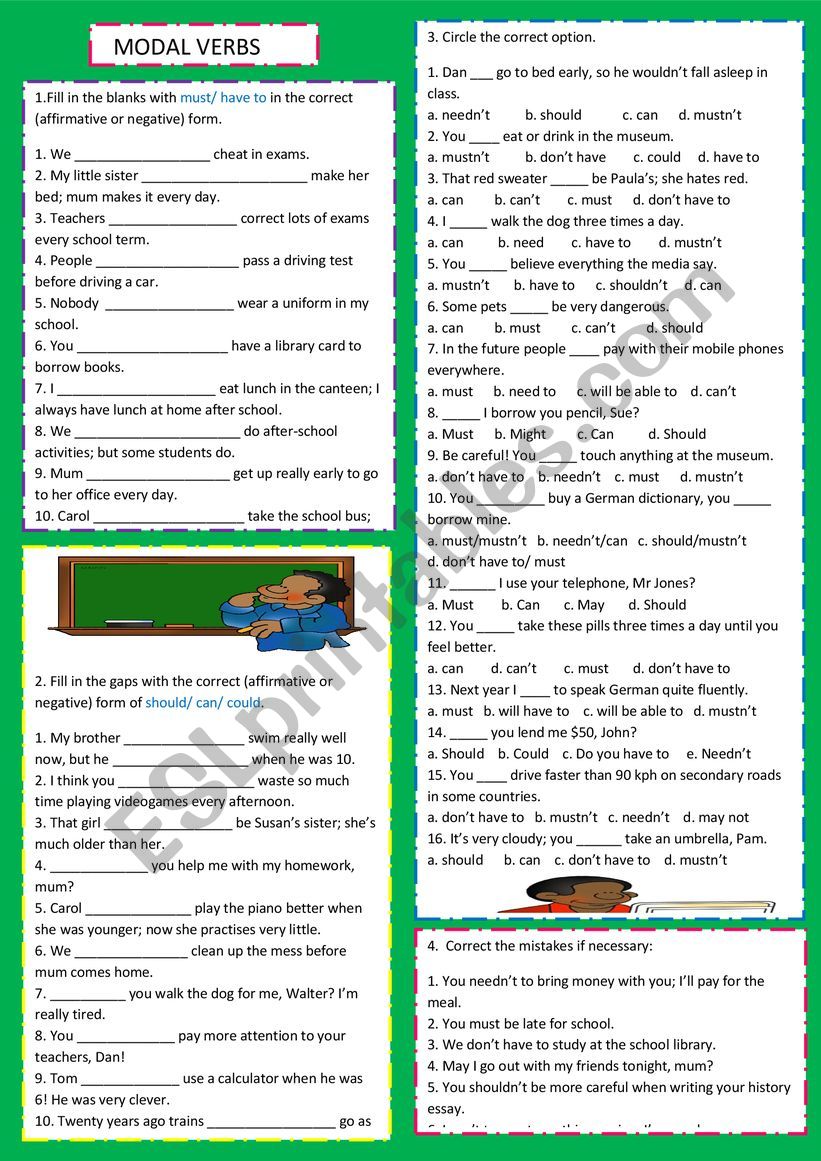 Modal verbs (+ key) worksheet