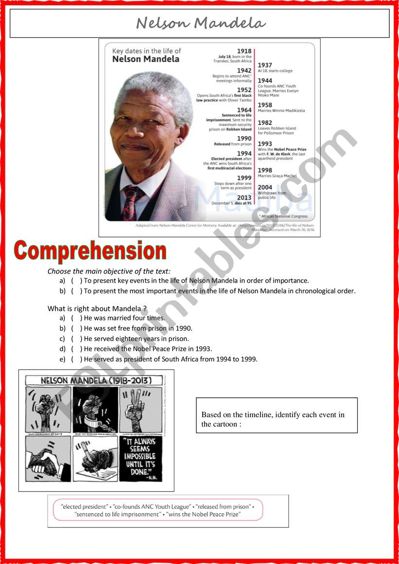 Nelson Mandela worksheet