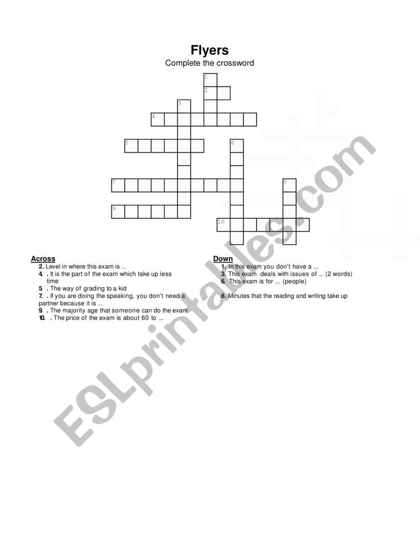 Crossword Flyers worksheet
