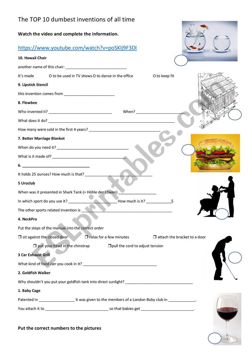 Listening Dumbest Inventions worksheet