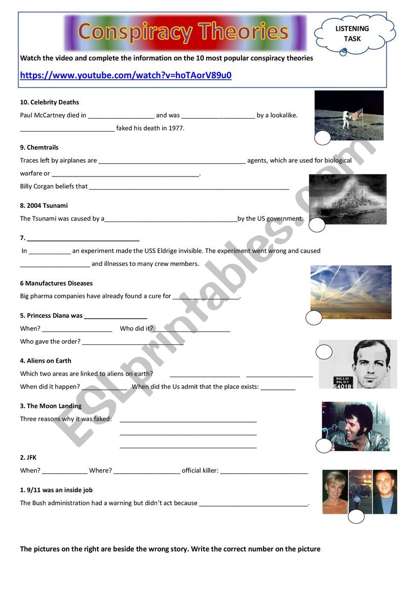 Listening Conspiracy Theories worksheet