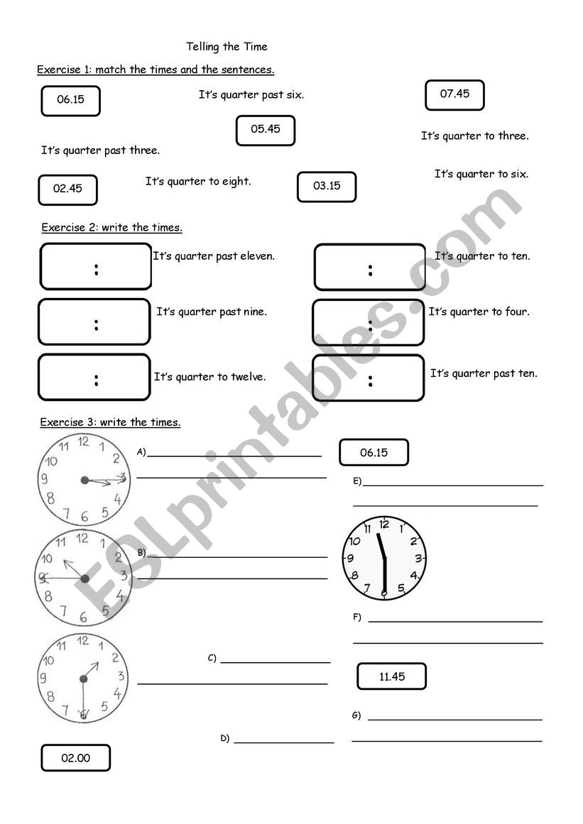 What time is it? worksheet