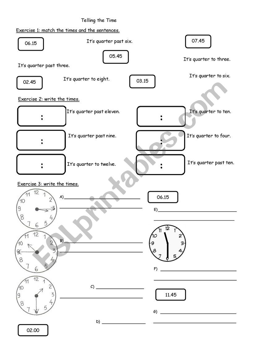 What time is it? worksheet