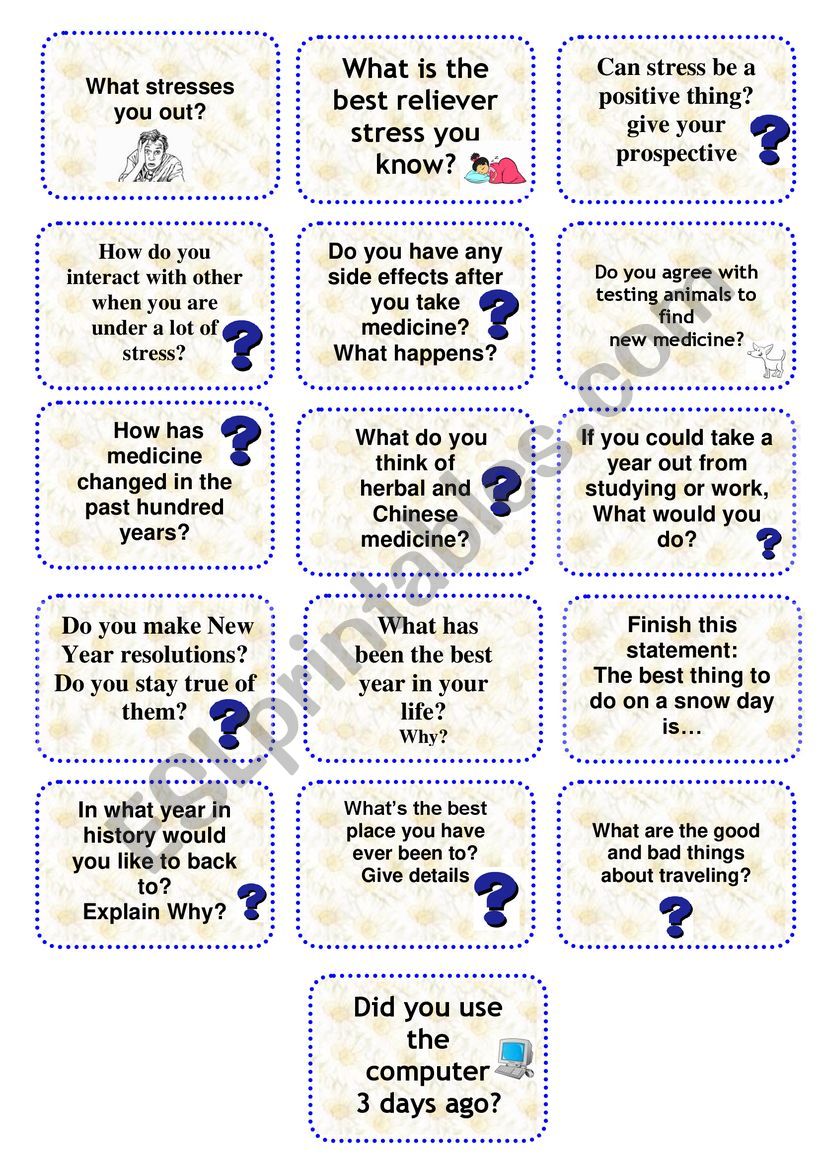 SPEAKING CARDS 2 worksheet SPEAKING CARDS 2 worksheet