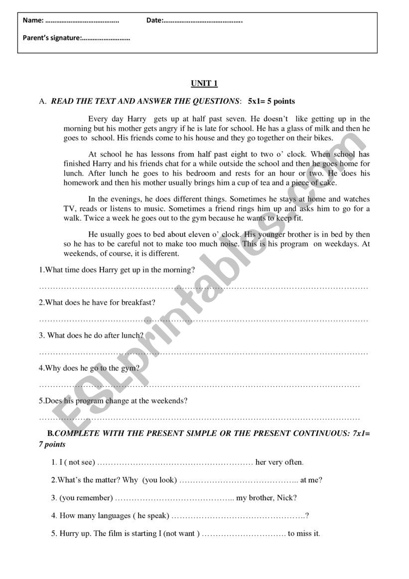 Grammar exrcises worksheet