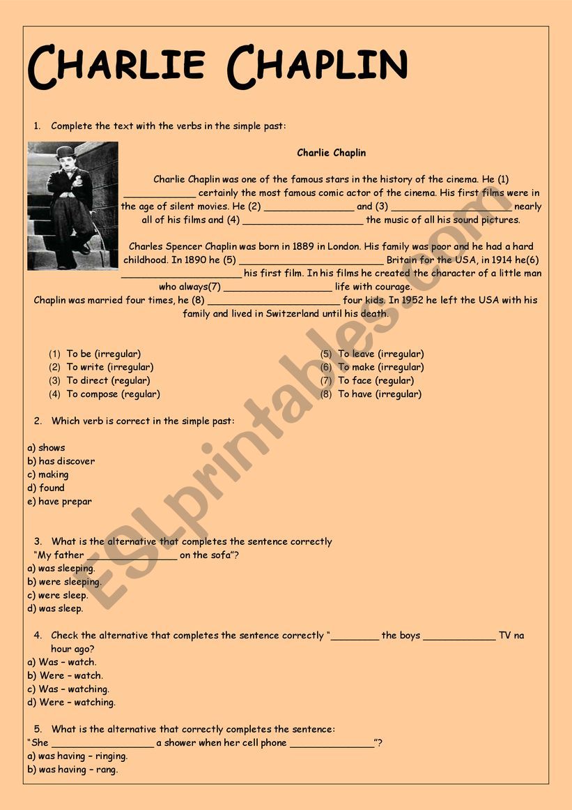 Charlie Chaplin worksheet