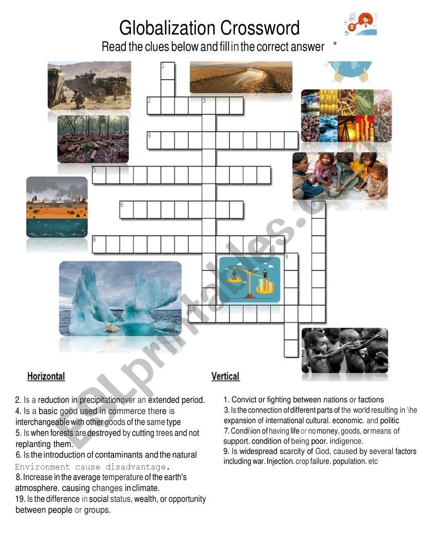 Globalization crossword worksheet