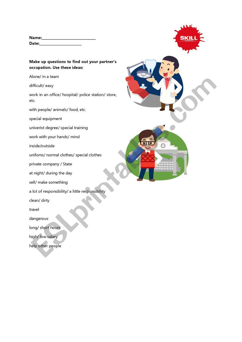 Guess the occupation worksheet