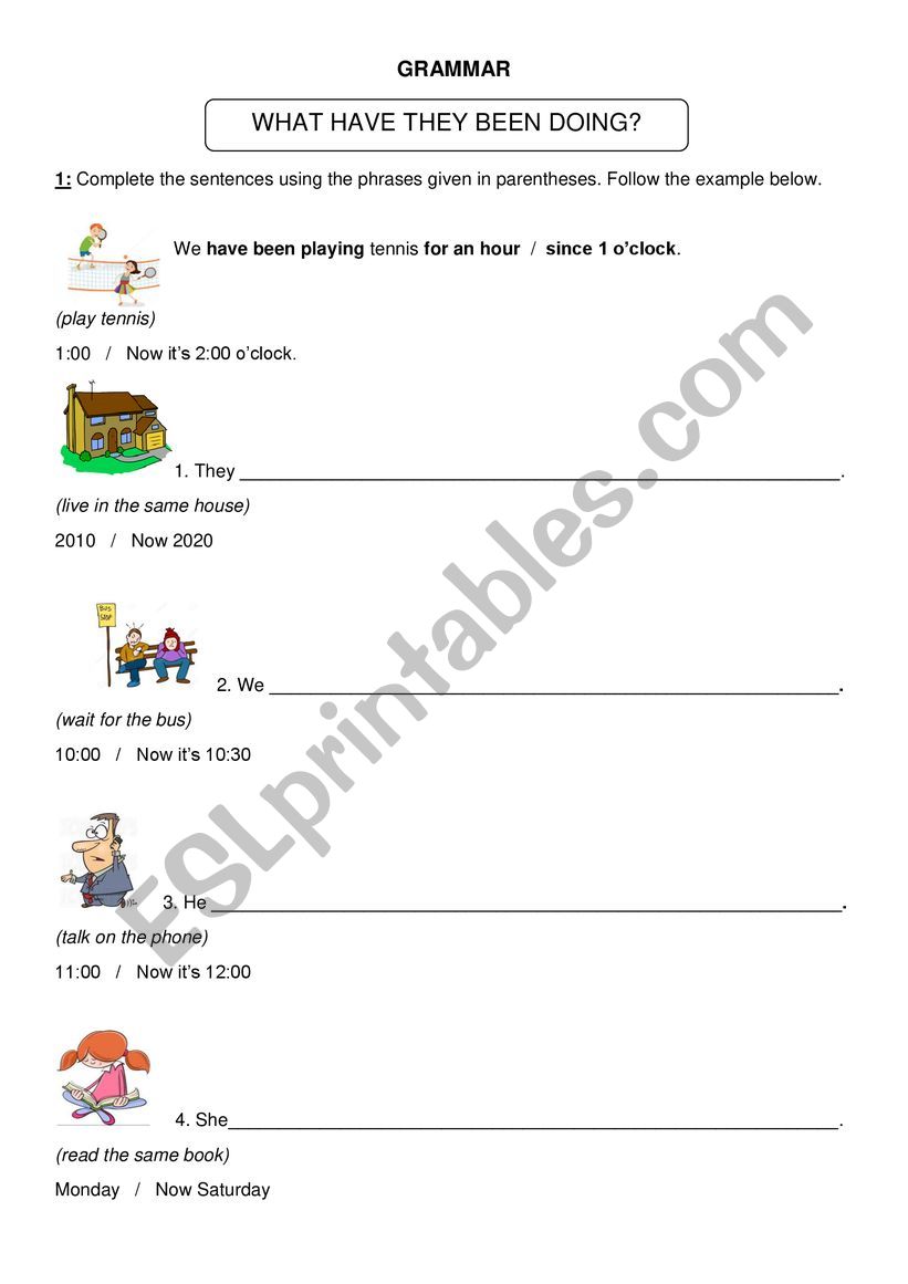 Present Perfect Continuous worksheet