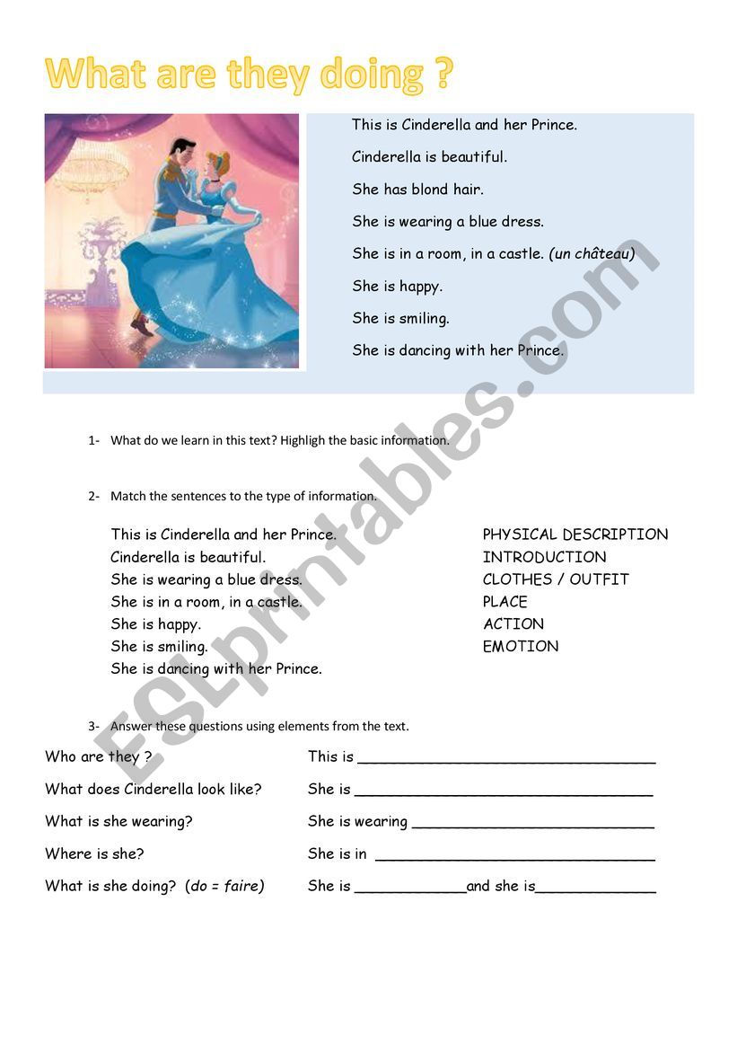 Description of a Princess  worksheet